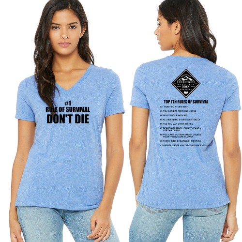 WOMENS T-SHIRT V-NECK – TOP 10 RULES OF SURVIVAL Featured sq