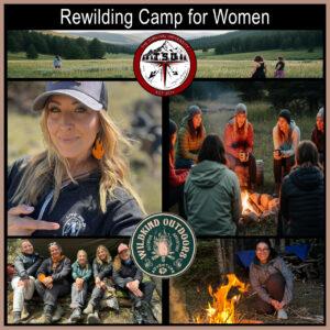 Women learning outdoor skills and gathering in a Colorado mountain meadow during the Wildkind Women Holistic Survival Training hosted by The Survival University.