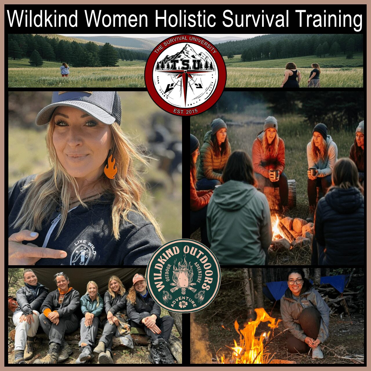 Women learning outdoor skills and gathering in a Colorado mountain meadow during the Wildkind Women Holistic Survival Training hosted by The Survival University.