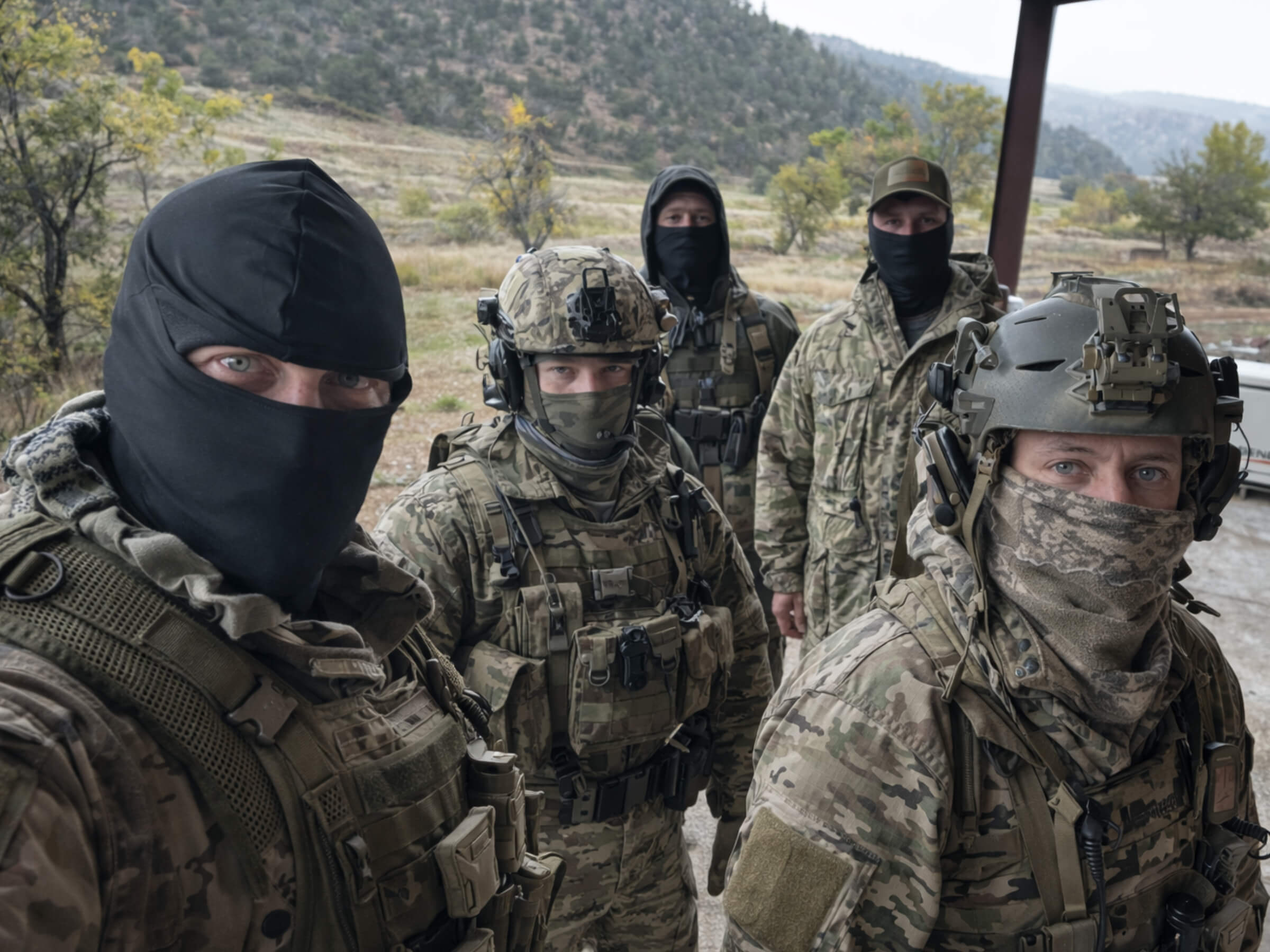 Tactical training team staged outdoors preparing for a mission during field based instruction in Colorado