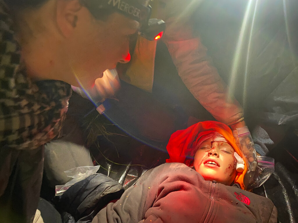 wilderness first aid night scenario head injury patient assessment emergency care