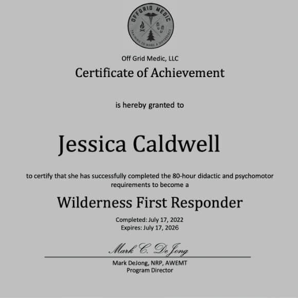 Jess Caldwell WFR Cert